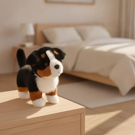Realistic Bernese Mountain Dog Plush Toy for Kids | Soft Stuffed Puppy with Floppy Ears
