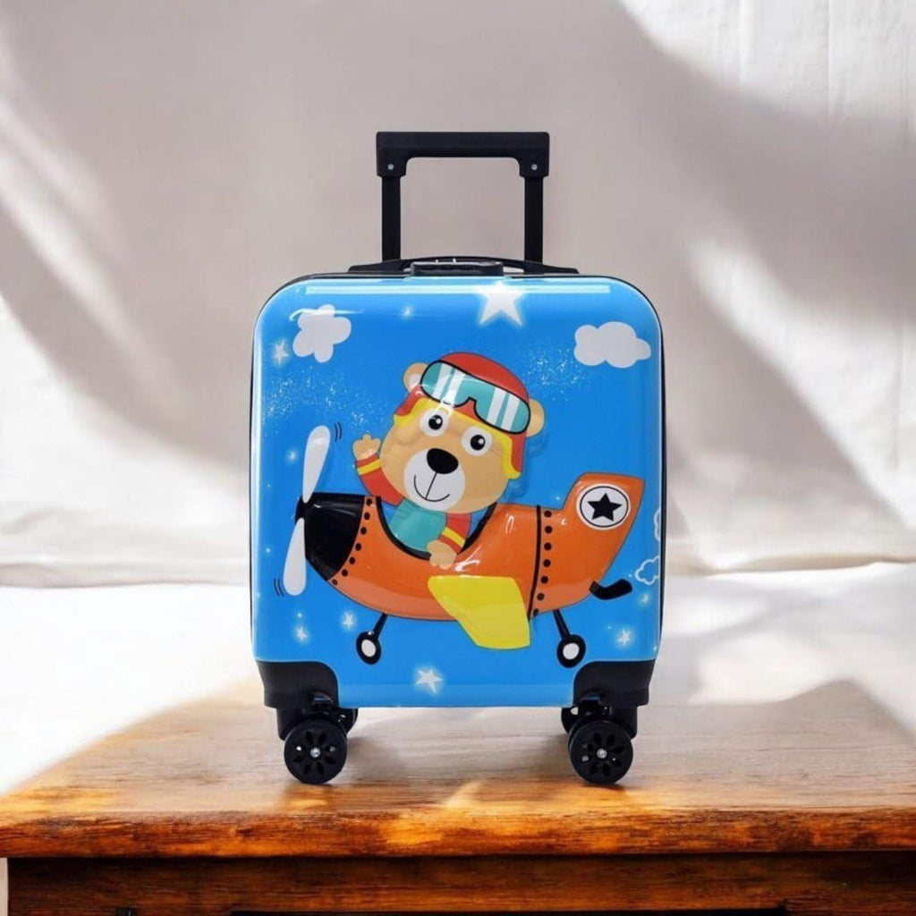 Kids 18-Inch Hard Shell Trolley Bag | 4-Wheel 360° Spinner Travel Luggage for Kids
