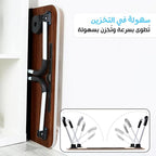 Children's folding table shown upright with compact folding legs