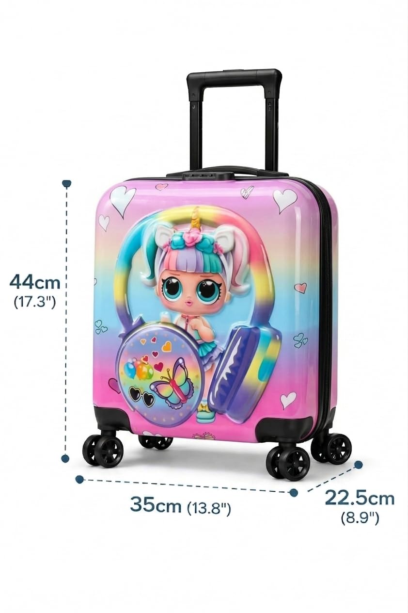 Kids 18-Inch Hard Shell Trolley Bag | 4-Wheel 360° Spinner Travel Luggage for Kids