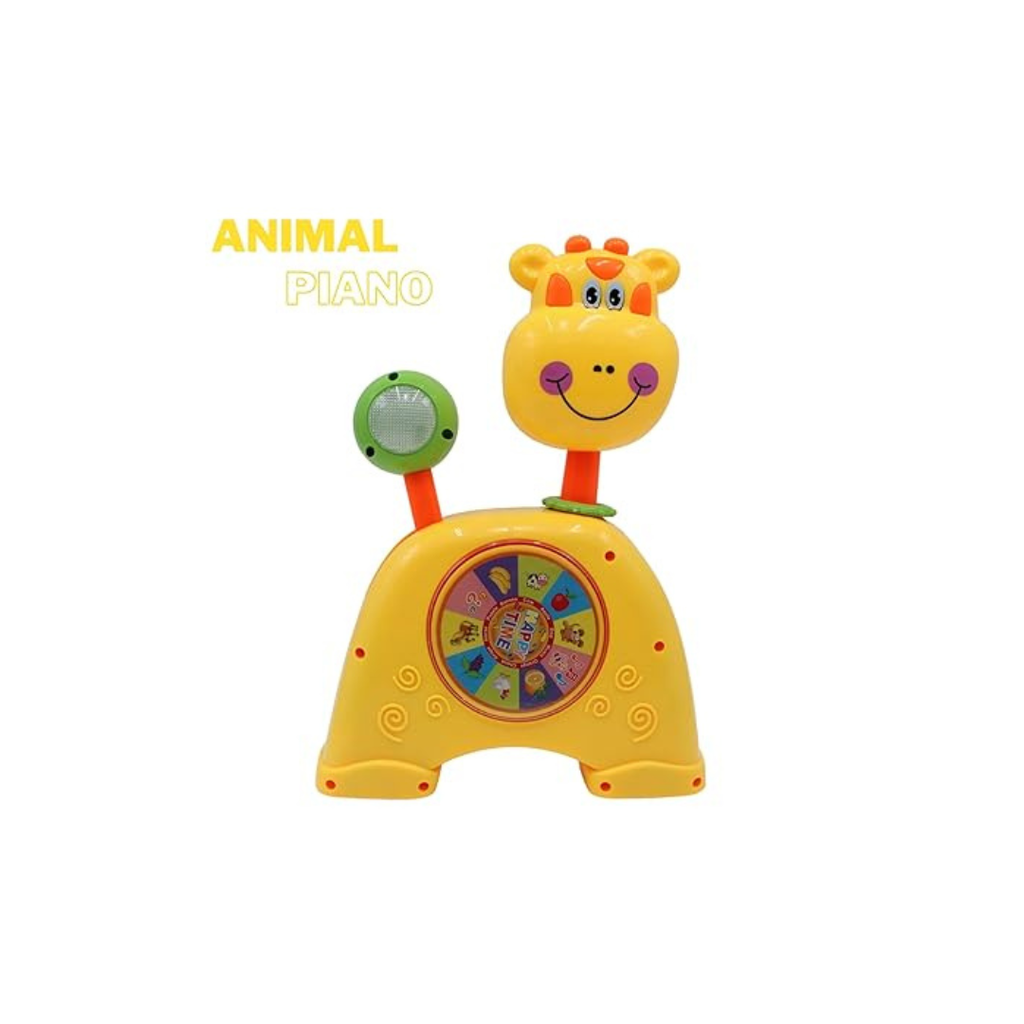 Jugnu Toys JUGU 3 in 1 Musical Giraffe Toy with Animal Piano, Animal Sounds, Flashing Lights, Moving Tail and Twisted Head, recommended age of 18 Months+.