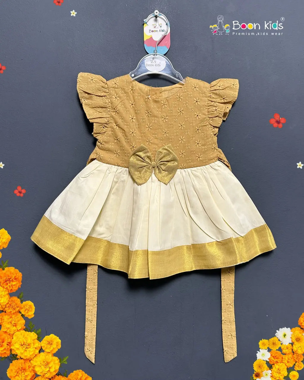 FROCK WITH BOW CENTER FOR GIRLS