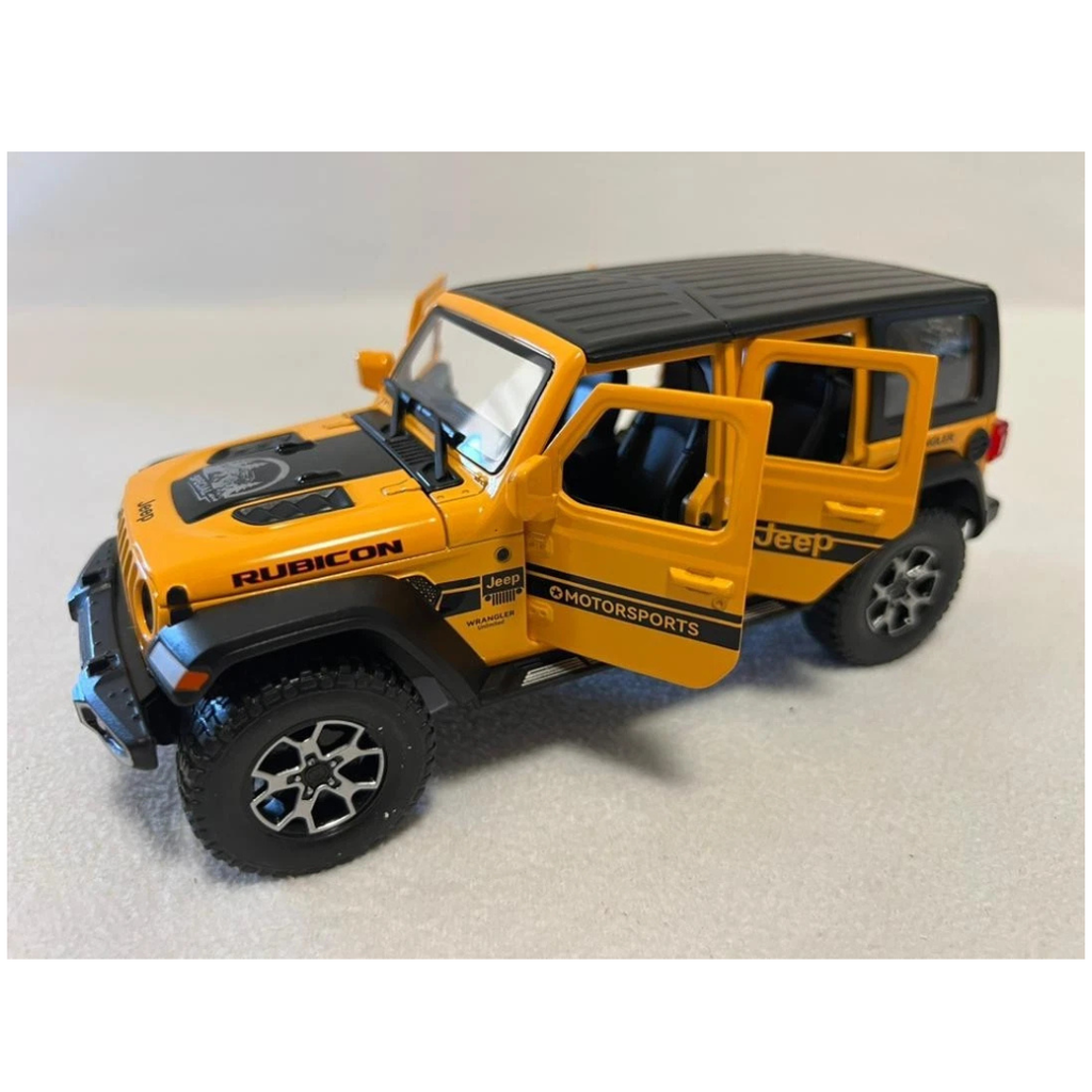 Die-Cast Jeep Wrangler Rubicon Toy Car with Lights, Sound & Openable Parts 1:22 Scale