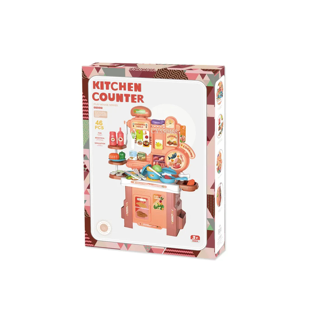 46 PCS Kids Kitchen Counter Pretend Play Cooking Set