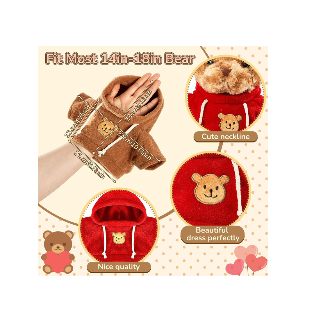 Plush Bear Hoodie Outfit for 14–18 Inch Teddy Bears