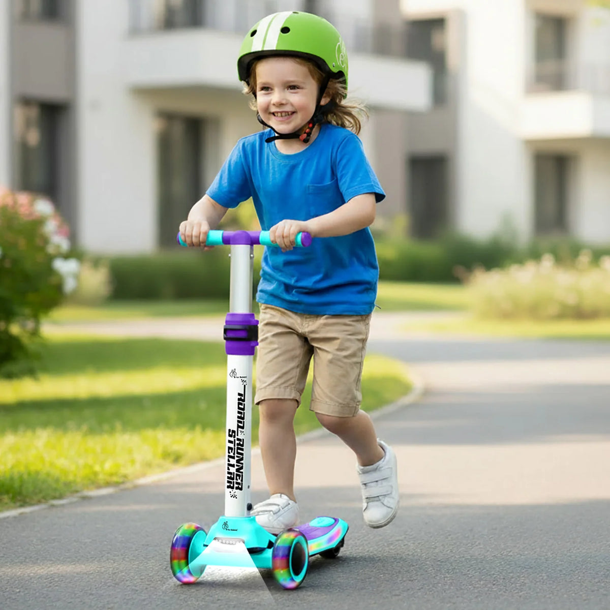 R for Rabbit Road Runner Stellar Kids Scooter with Bluetooth Music & Lights, 3-Level Adjustable Height, PU LED Wheels | Kick Scooter for 3+ Years Baby Boy and Girl Weight Up to 75 kg