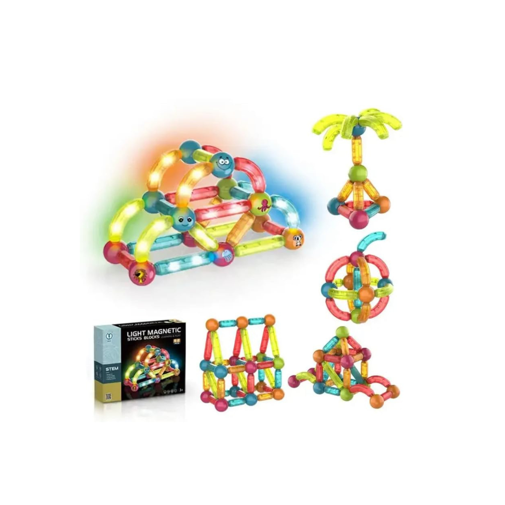 Jugnu Toys Glow-in-the-Dark Light Magnetic Sticks and Balls Building Blocks STEM Set (3+ Years)