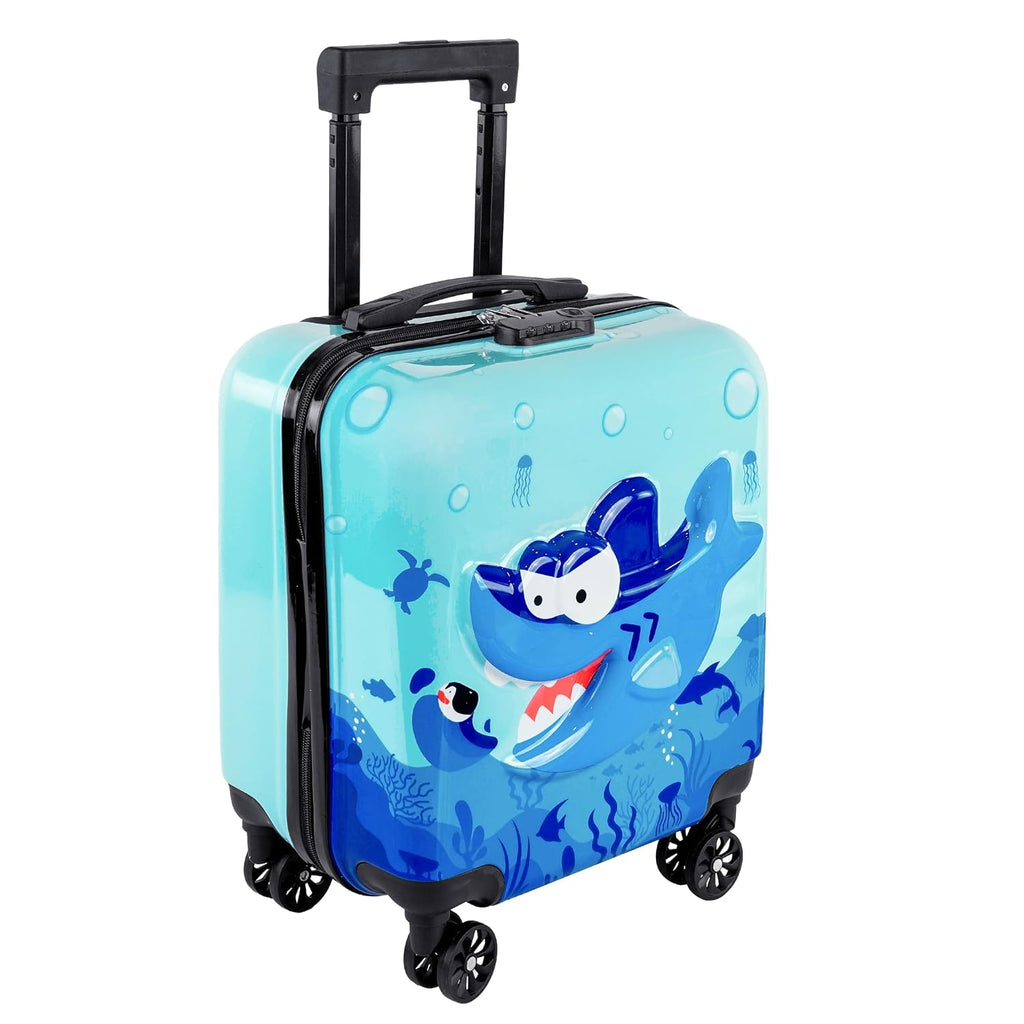 Kids 18-Inch Hard Shell Trolley Bag | 4-Wheel 360° Spinner Travel Luggage for Kids