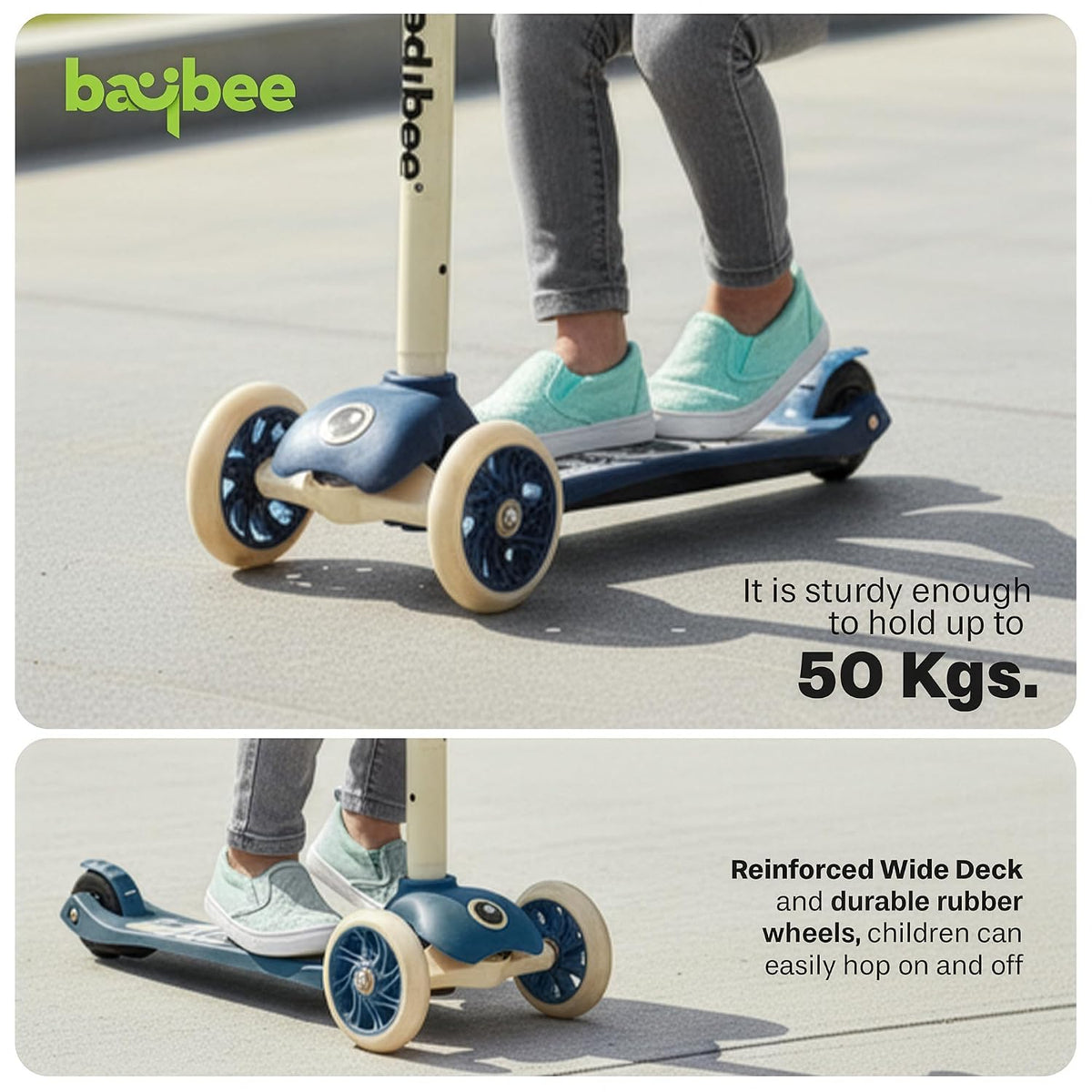 Baybee Skaterz Kick Scooter for Kids | 3 Wheel Kids Scooter with 3 Height Adjustable, LED Lights & Music | Skate Scooters Upto 50Kgs Weight Capacity | Runner Scooters for Kid 3 to 10 Years