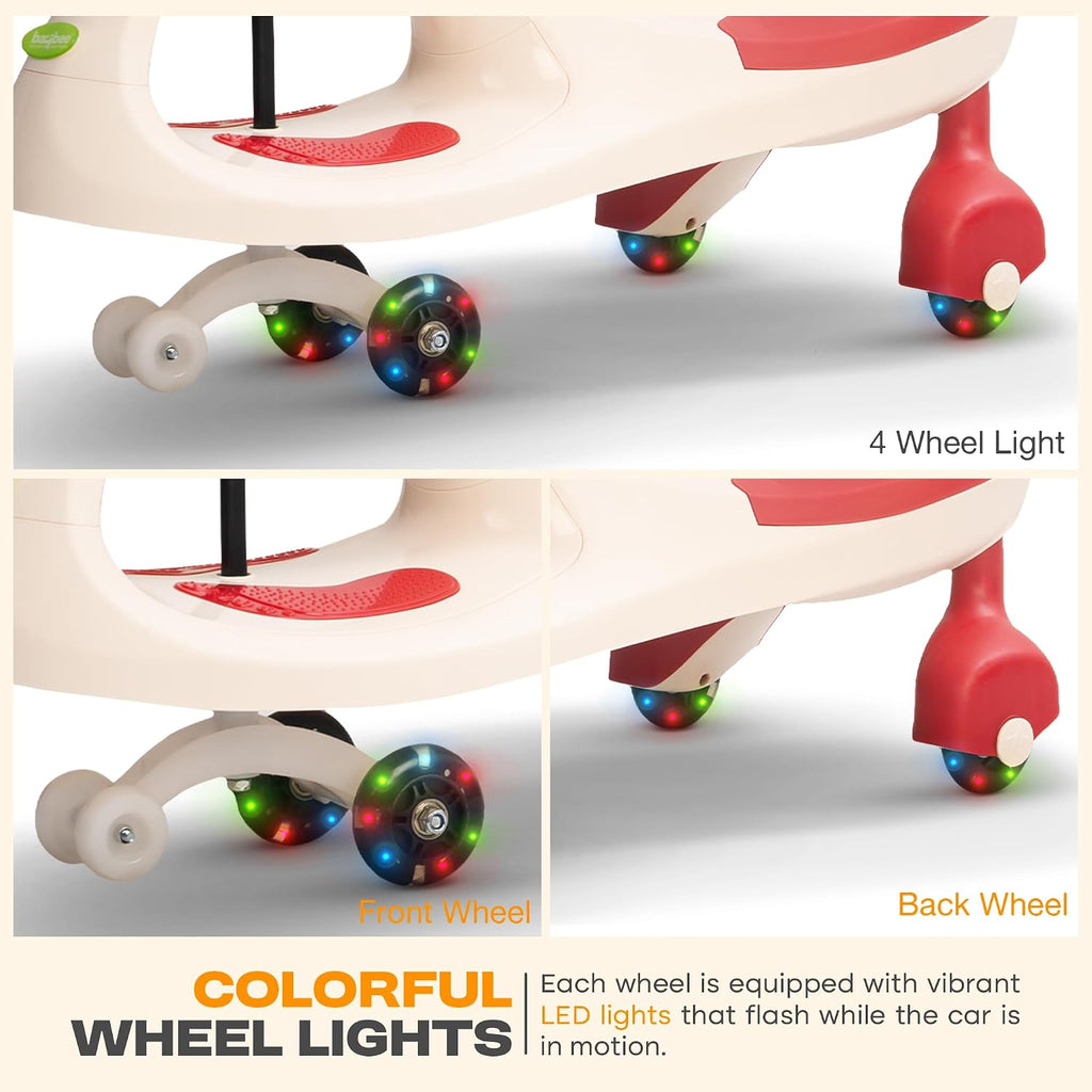 Baybee Glide Magic Swing Car for Kids, Twister Wiggle Ride on Toy with 360° Steering, Music & PU LED Wheels | Push Ride on Baby Car for Boys Girls 3 to 8 Years