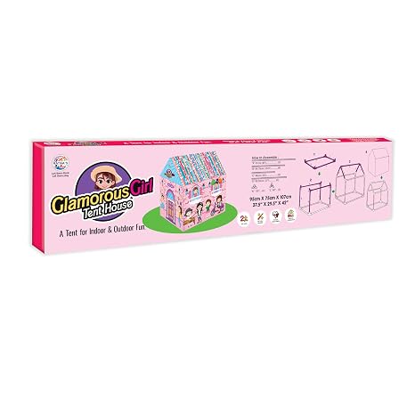 Ratna's Pink House Foldable Play Tent for Kids | Spacious Indoor & Outdoor Playhouse, 96 × 74 × 110 cm, Made in India, Ages 2+ Years