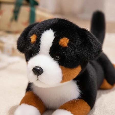 Realistic Bernese Mountain Dog Plush Toy for Kids | Soft Stuffed Puppy with Floppy Ears