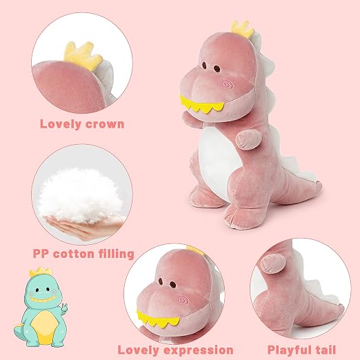 Cute T-Rex Dinosaur Plush Toy for Kids | Super Soft Stuffed Dinosaur Pillow and Gift