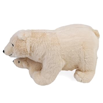 Wild Republic Mom and Baby Polar Bear Plush Toy Set | Cute Stuffed Animals for Kids