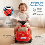 Mee Mee Mini Glider Kids Ride-On Car with LED Steering & Music, Foot-to-Floor Ride-On Toy with Storage, 360° Smooth Wheels, ISI Certified, Baby Ride-On Toy for Boys & Girls (1+ Years)