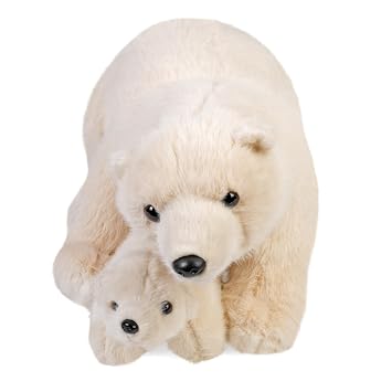 Wild Republic Mom and Baby Polar Bear Plush Toy Set | Cute Stuffed Animals for Kids