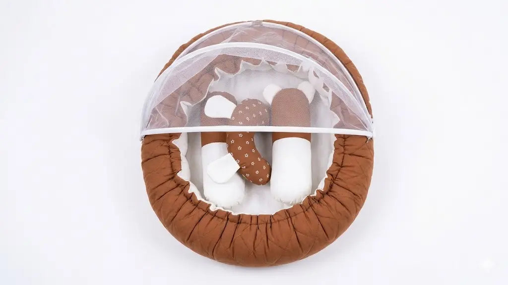 NEST ROUND BED WITH NET COZY (KAKKI&WHITE)