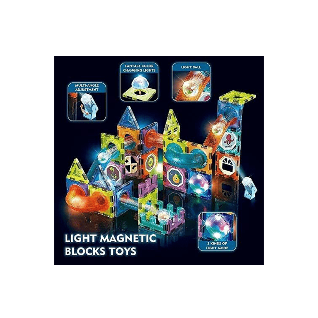 Baan Toys Toys Burani Toys Light Magnetic Tiles- Building Blocks for Kids 3D STEAM Educational Toys, Magnetic Marble Run/Toys for Kids Age 3 +Year (75 Pcs Magnetic Tiles)