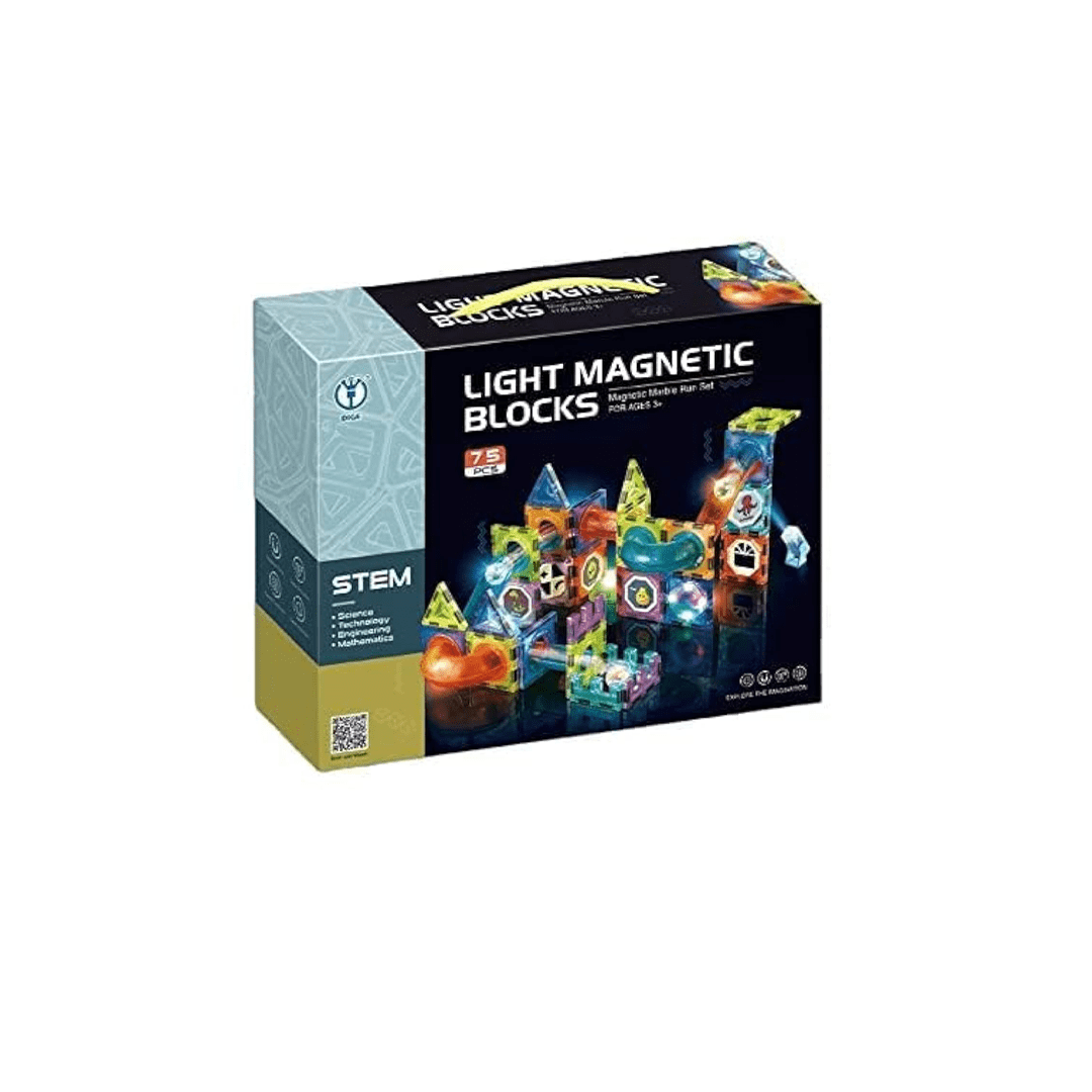 Baan Toys Toys Burani Toys Light Magnetic Tiles- Building Blocks for Kids 3D STEAM Educational Toys, Magnetic Marble Run/Toys for Kids Age 3 +Year (75 Pcs Magnetic Tiles)