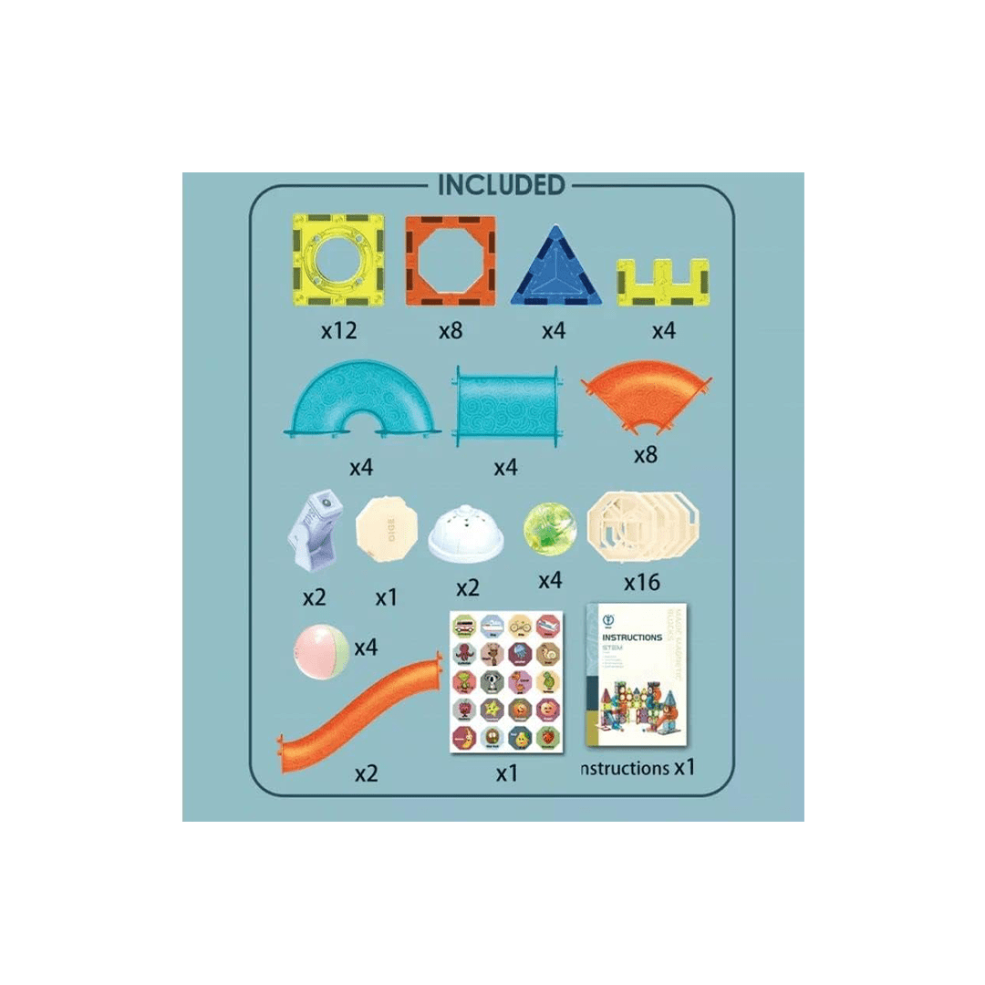 Baan Toys Toys Burani Toys Light Magnetic Tiles- Building Blocks for Kids 3D STEAM Educational Toys, Magnetic Marble Run/Toys for Kids Age 3 +Year (75 Pcs Magnetic Tiles)