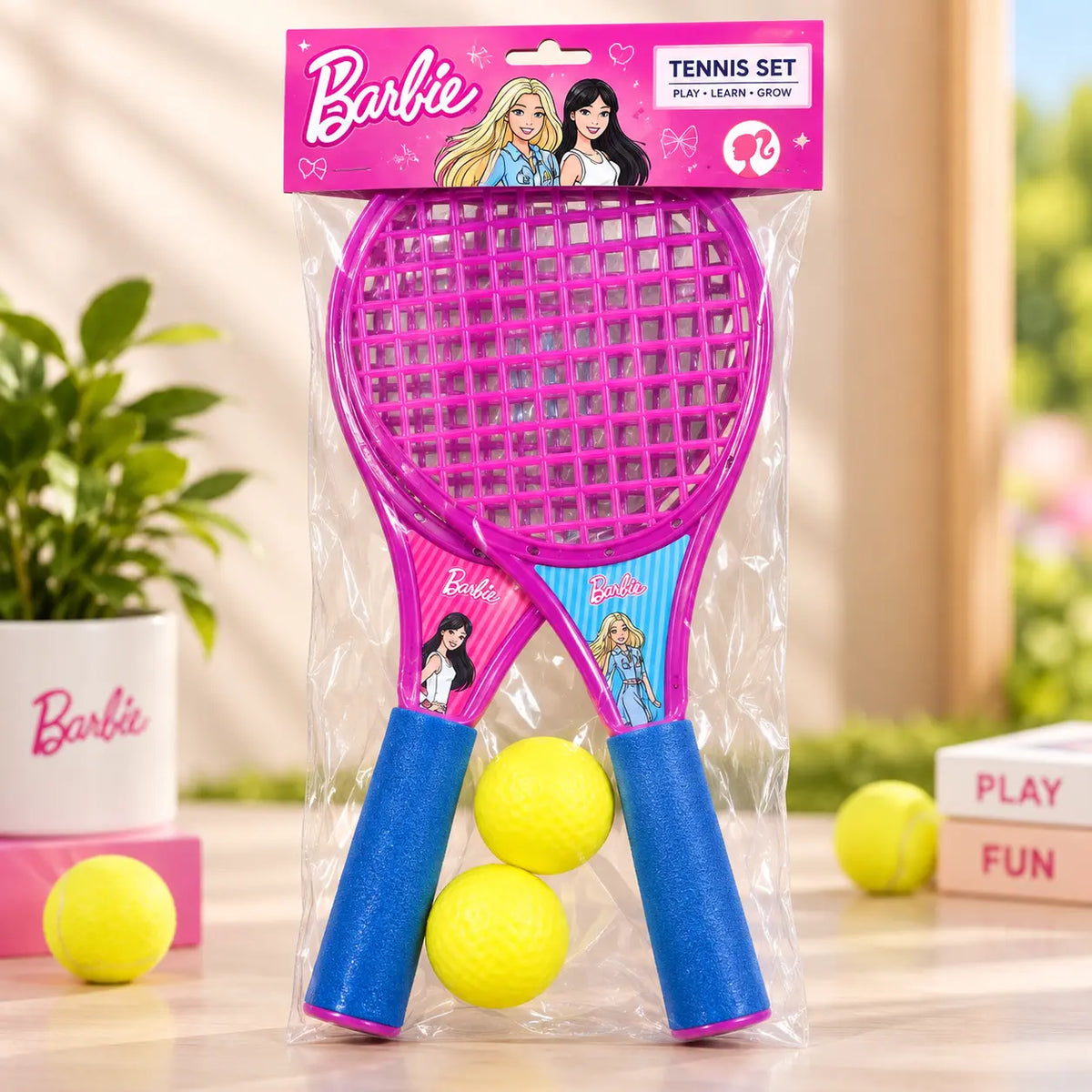 Kids Badminton Racket Set with Balls Pink & Blue Lightweight Racquet Set for Indoor & Outdoor Play