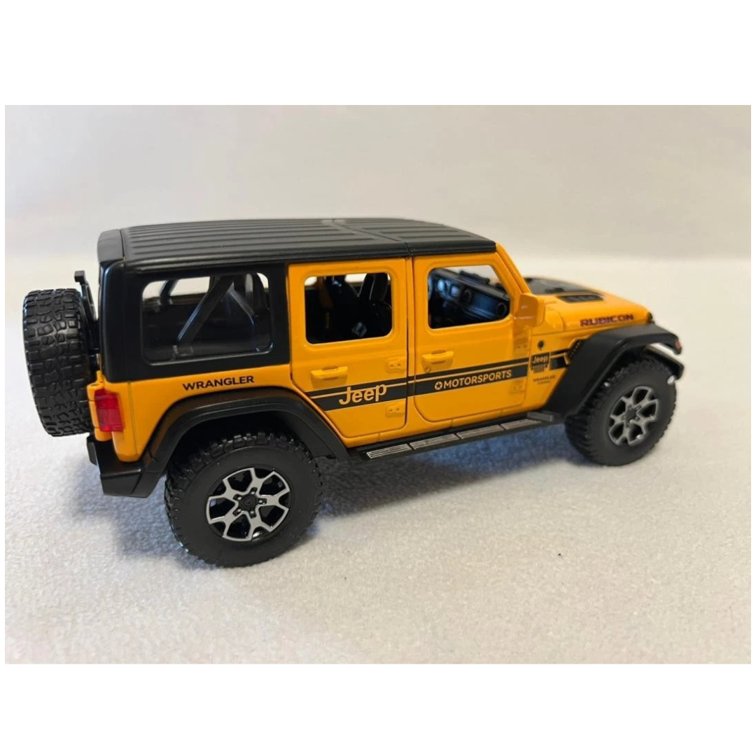 Die-Cast Jeep Wrangler Rubicon Toy Car with Lights, Sound & Openable Parts 1:22 Scale
