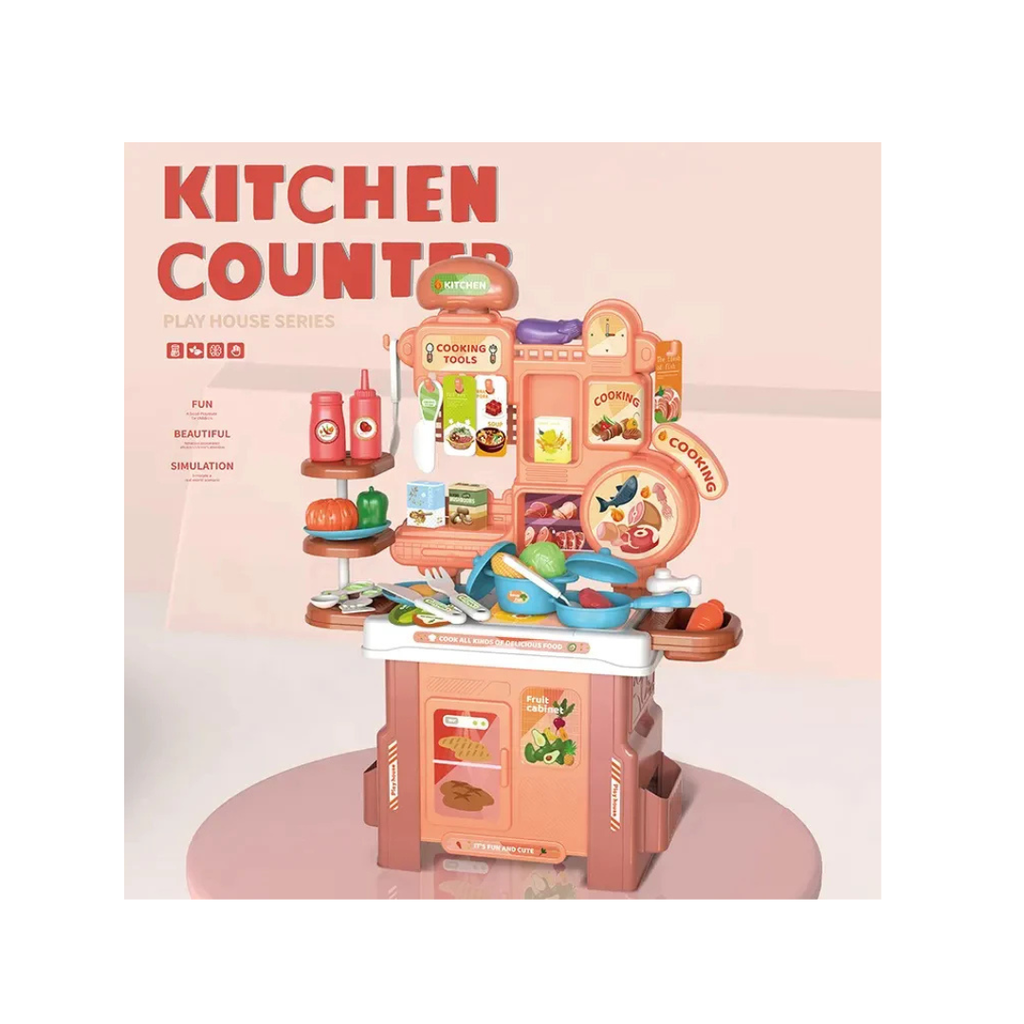 46 PCS Kids Kitchen Counter Pretend Play Cooking Set