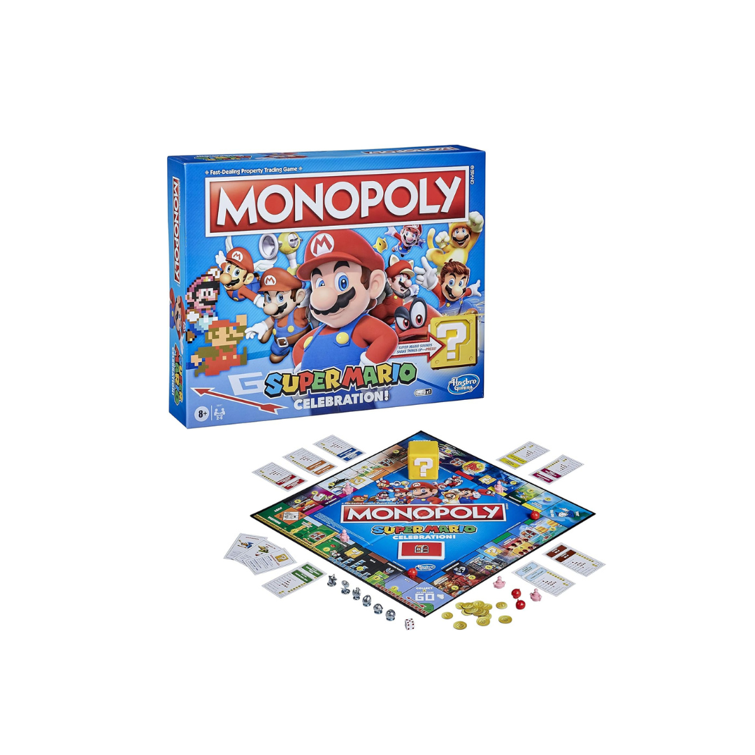 JB Impex Super Mario Celebration Edition Property Trading Board Game with Interactive Electronic Question Block Sound Unit & Metallic Tokens (8+ Years)