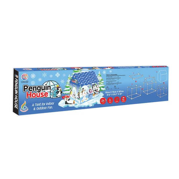 Play tent retail box with tent artwork and frame diagrams