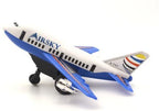 Centy Fly High Mini Jet A-747 toy airplane with blue wings, white fuselage and landing gear