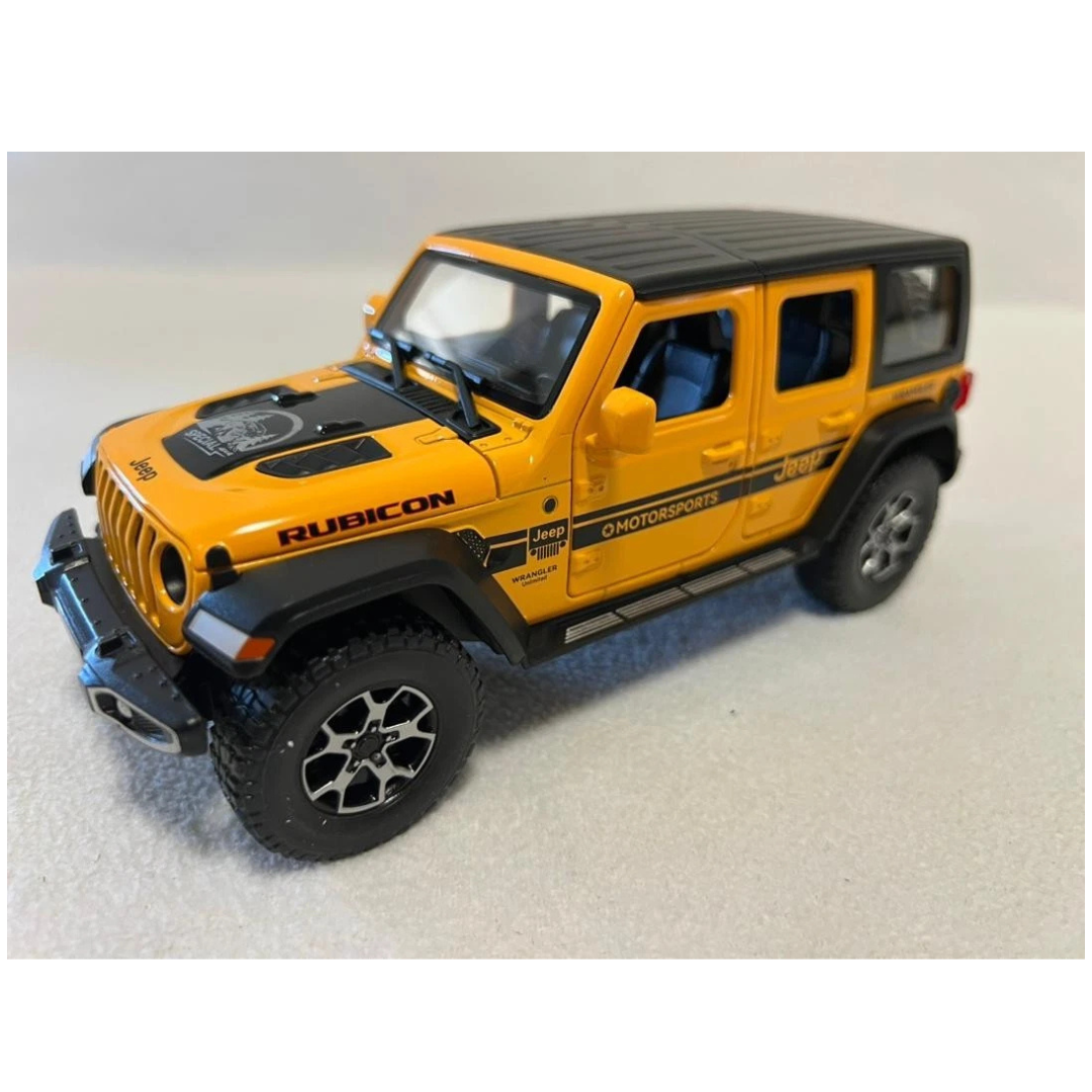 Die-Cast Jeep Wrangler Rubicon Toy Car with Lights, Sound & Openable Parts 1:22 Scale