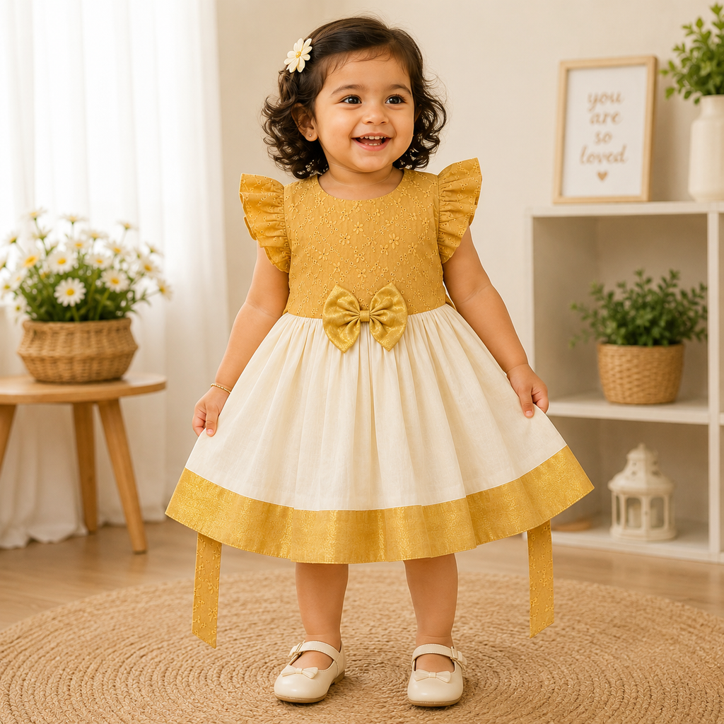 FROCK WITH BOW CENTER FOR GIRLS