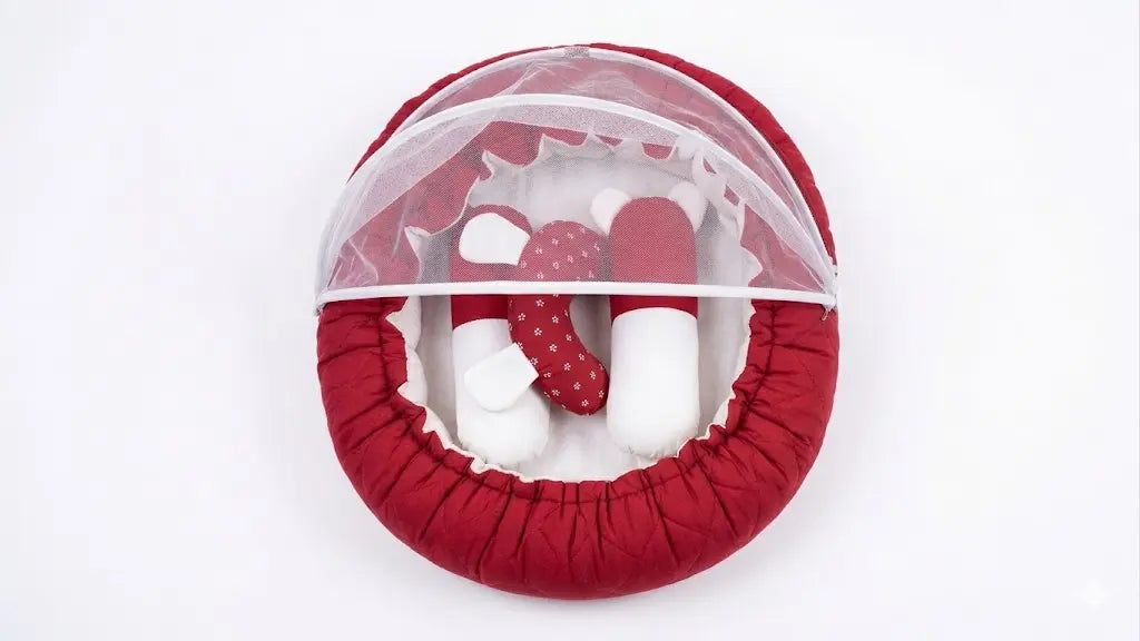 NEST ROUND BED WITH NET COZY (KAKKI&WHITE)