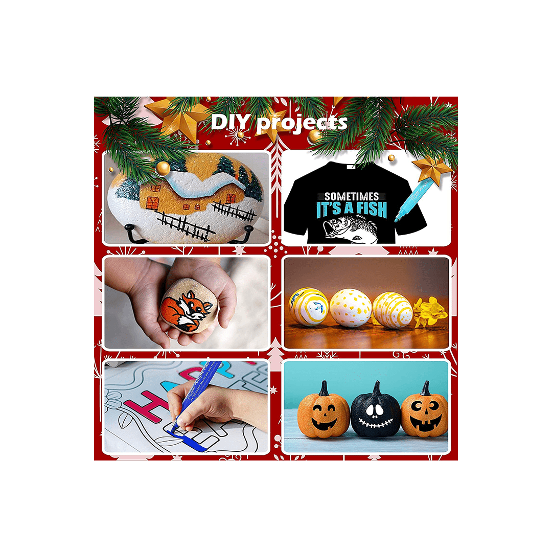 Baan Toys Art And Craft Kit Baan Toys Acrylic Paint Marker Pen Pack of 12 Colors - Multi-Surface Painter & Outliner Pens (3 Years+)