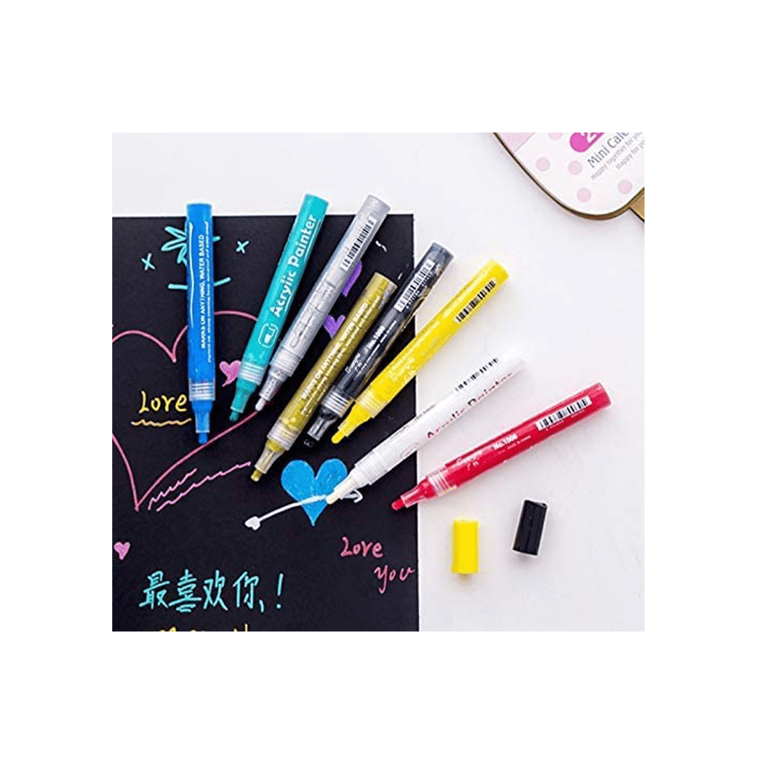 Baan Toys Art And Craft Kit Baan Toys Acrylic Paint Marker Pen Pack of 12 Colors - Multi-Surface Painter & Outliner Pens (3 Years+)