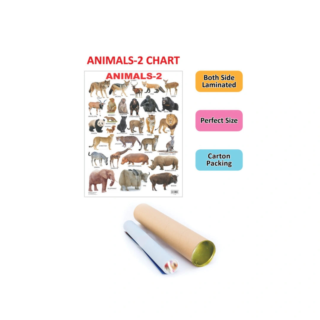 Children’s animal chart with different animals and names.