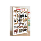 Children’s animal chart with different animals and names.