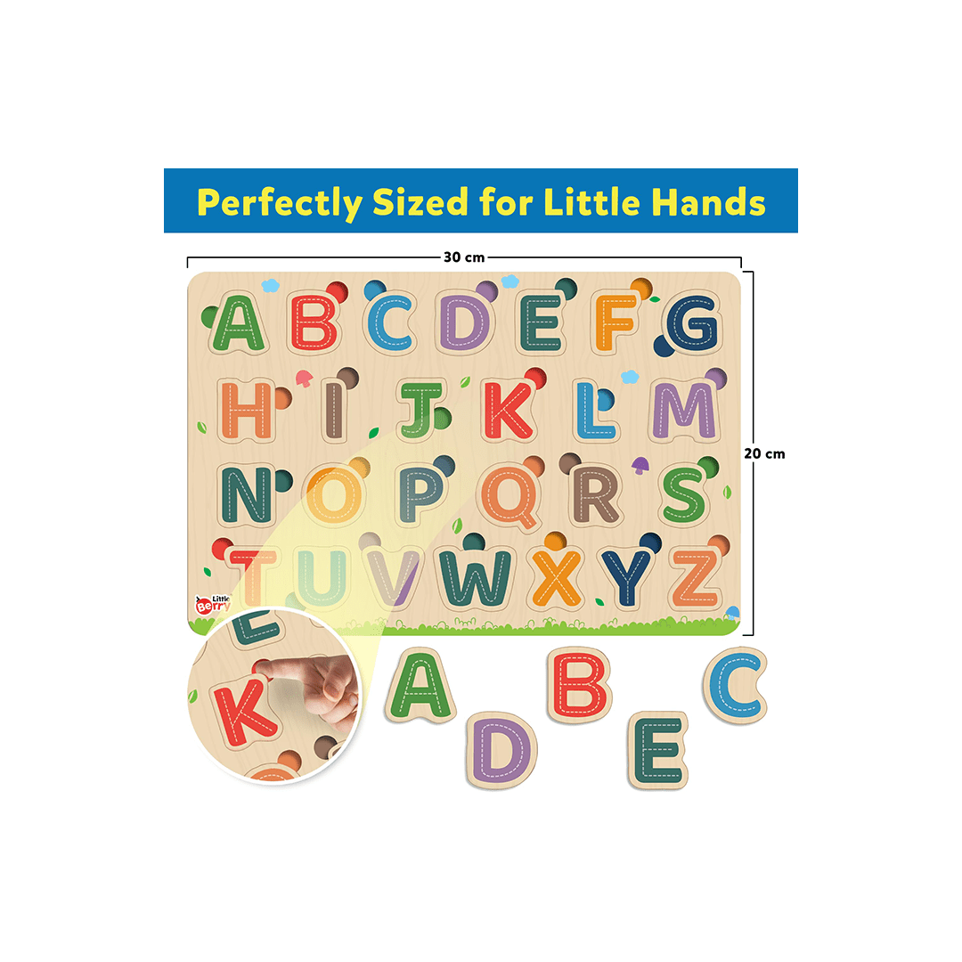 Little Berry Toys Little Berry Alphabet Letters Wooden Puzzle Tray Knob and Peg Puzzle Multicolour (2-7 Years)