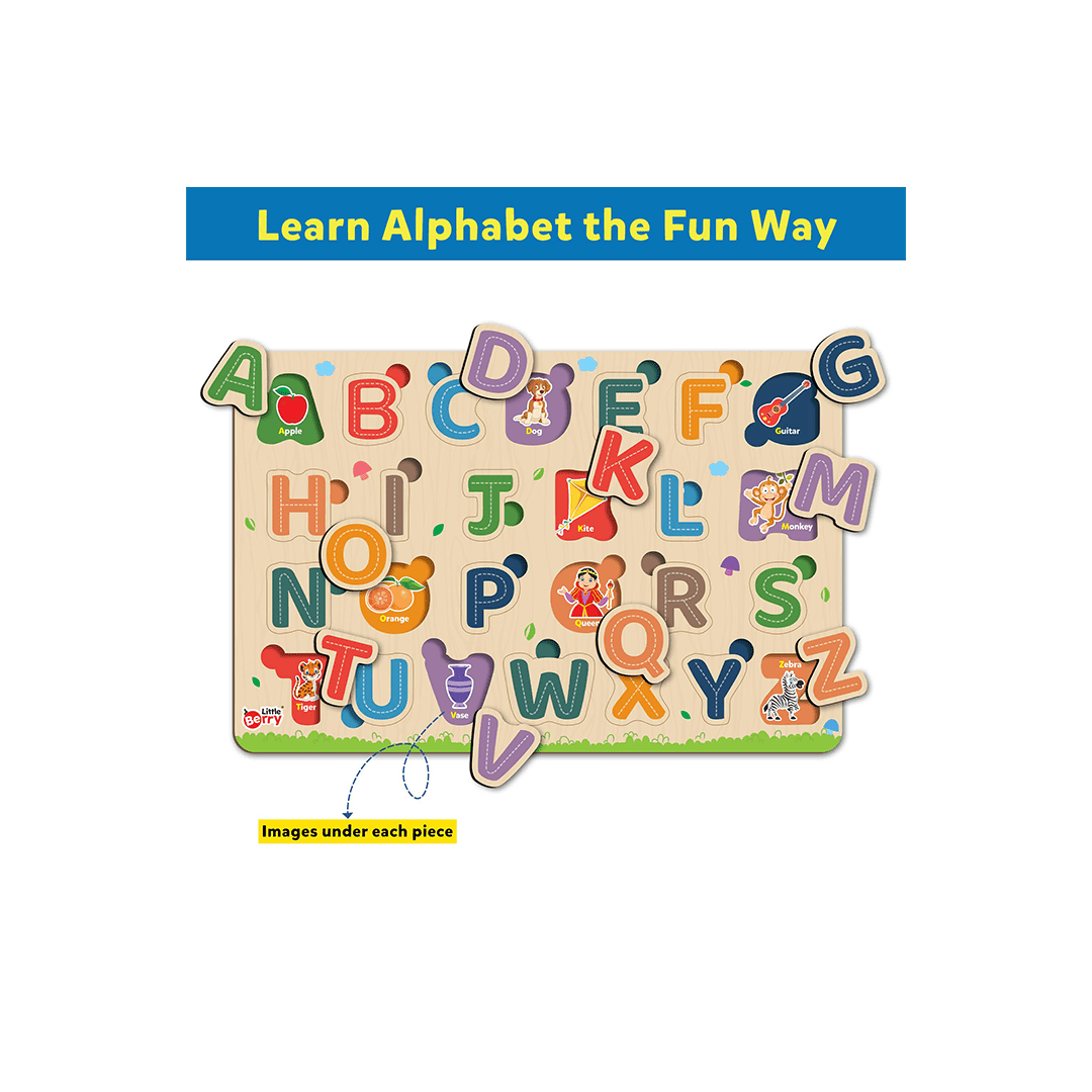 Little Berry Toys Little Berry Alphabet Letters Wooden Puzzle Tray Knob and Peg Puzzle Multicolour (2-7 Years)