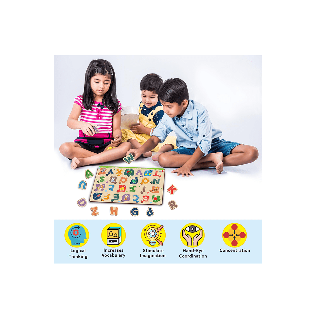 Little Berry Toys Little Berry Alphabet Letters Wooden Puzzle Tray Knob and Peg Puzzle Multicolour (2-7 Years)