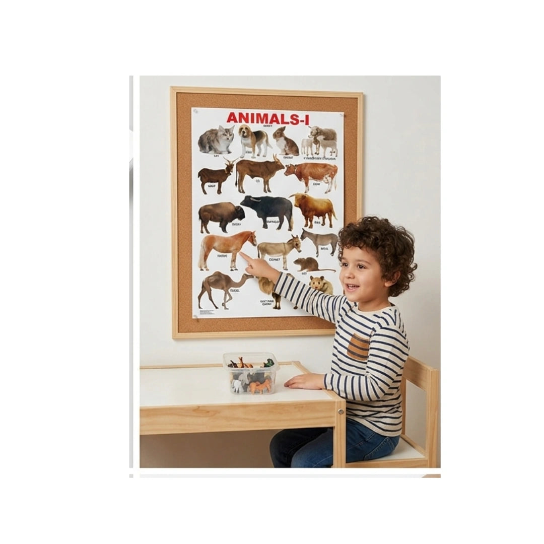 Children’s animal chart with pictures and names.