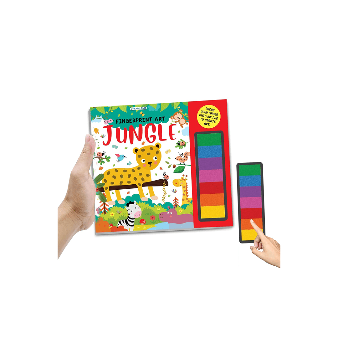 Dreamland Publications Books Dreamland Fingerprint Art Activity Book for Children – Jungle with Thumbprint Gadget (3 years+)