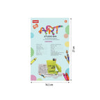 Art studio bin organiser for kids art supplies.