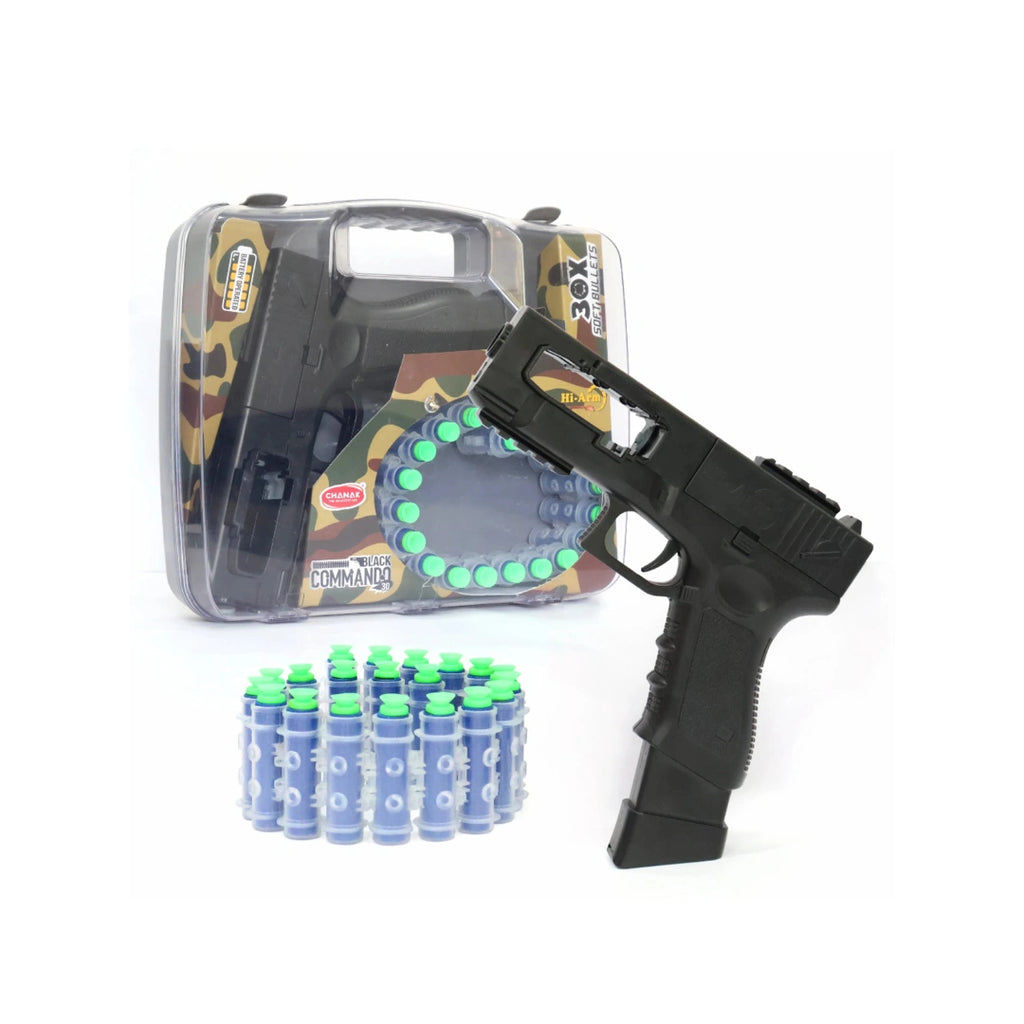 Kids playing with rapid fire dart gun