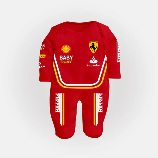 Interval Magic Lamps Personalized Ferrari Racing Baby Sleepsuit – Scuderia Red Edition (Colour as per Availability)