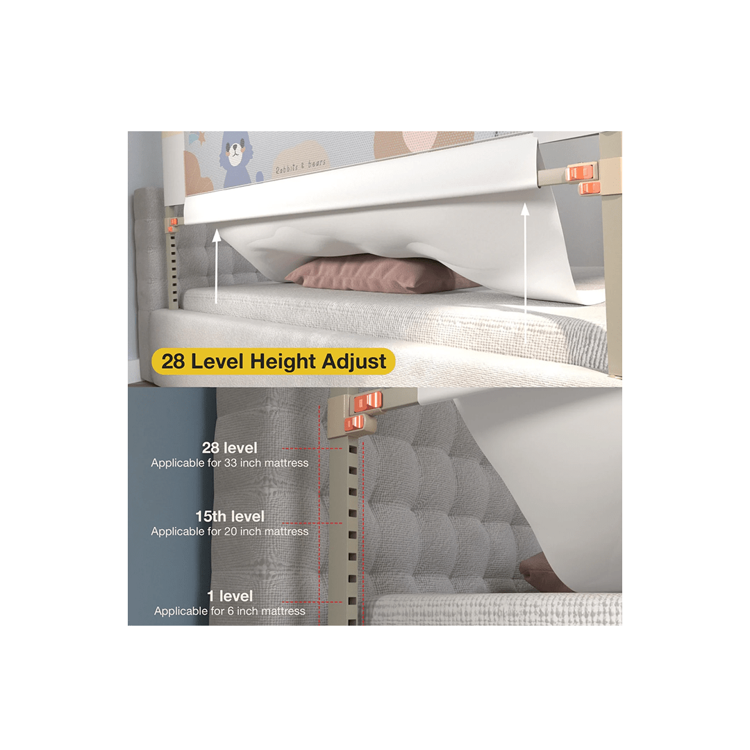 Baybee Other Gears Baybee Baby Bed Rail Guard – 28 Height Adjustable, Foldable Portable Safety Protector for Babies - 200 x 80 cm