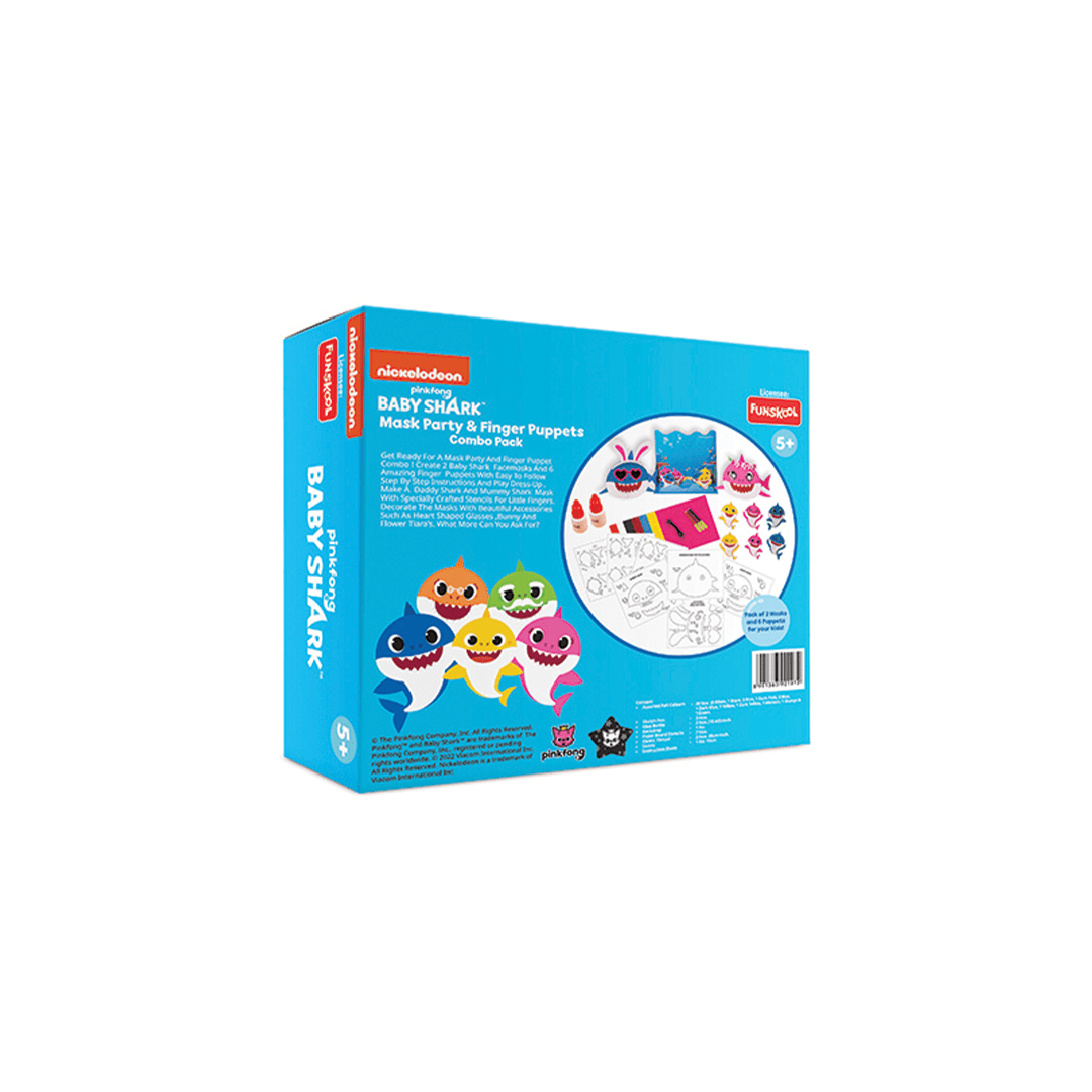 Funskool Art And Craft Kit Funskool Handycrafts Baby Shark Party Mask & Finger Puppet Kit - Blue (5 Years+)
