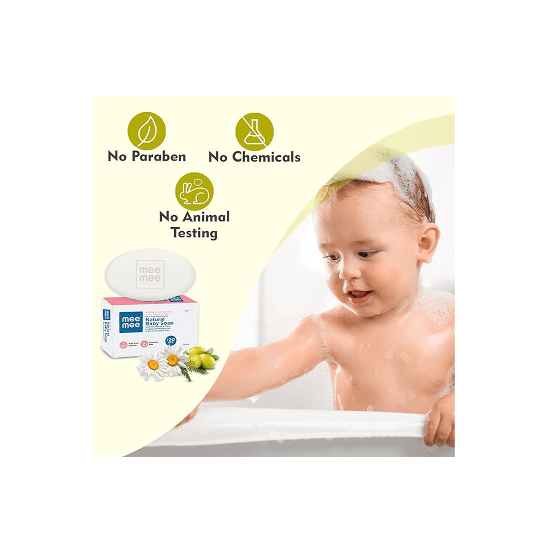 Mee Mee Baby Care Mee Mee 100% Natural Nourishing Baby Soap with Chamomile & Olive | Organic Baby Soap | 75 g ( 1 Month+ )