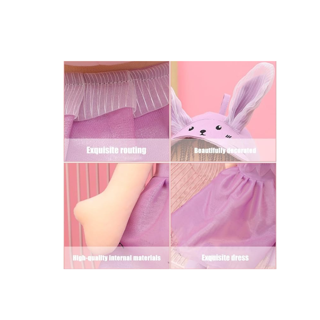 Baby Doll for Girls, Fluffy Rag Doll with Rabbit Ears,