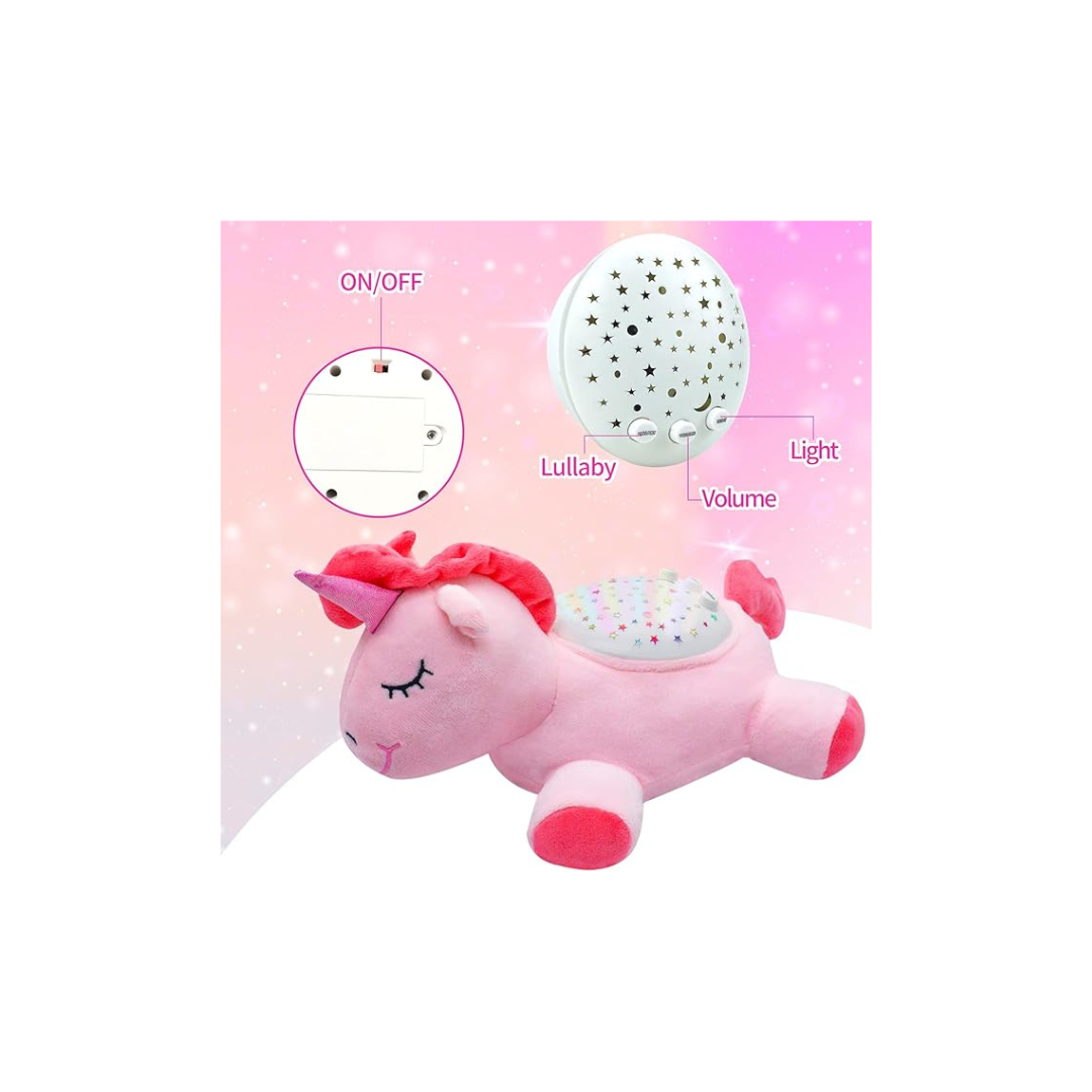 JB Impex  Baby Sleep Soothers, Baby Musical Toys Soothing Plush Unicorn Doll with Volume Control Sound Machine and Night Light